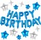 Blue Happy Birthday Banner Balloons Letters Balloons 16 Inch with 12 Pcs Star Foil Balloon Birthday Party Decorations